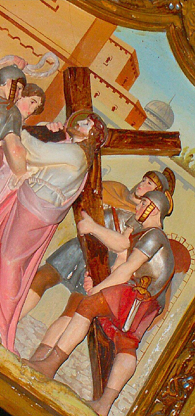 Le christ porte sa croix - Aidé par des romains