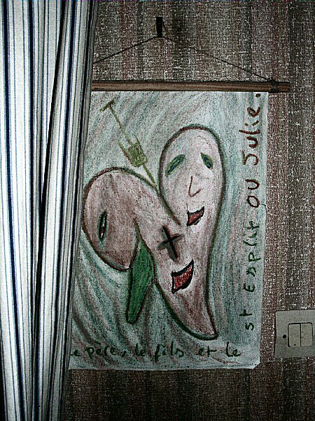 photo : dessin sur une jeune droguée