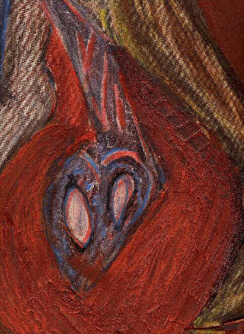 Détail sur une peinture : Un viol - Un coeur à cran d'arr&ecirct