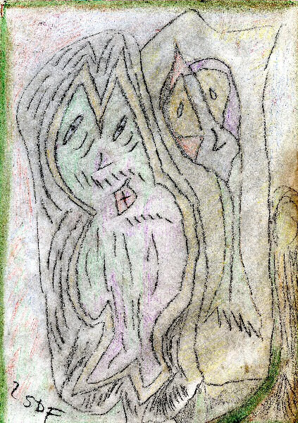 Dessin des SDFs - des clochards.